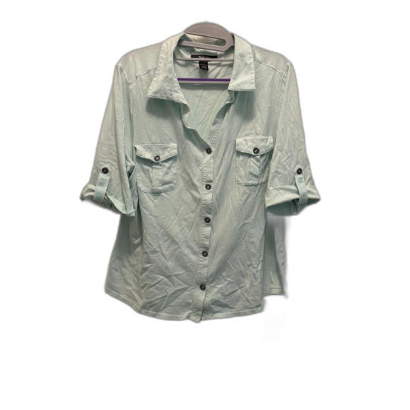 Style & Co Button Down Blouse Mint Green Size XXL EUC - Picture 5 of 9